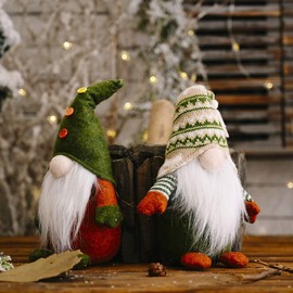 XNSHUN Set of 2 Christmas Decoration Gnome Figures, Handmade Christmas Gnome, Santa Tomte Gnome Gnome Decoration, Santa Claus for Christmas Decoration (A)