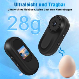 Tebetu Mini Actionkamera 1080P, Action Cam Motorrad mit 150°Weitwinkel & Nachtsicht, Tragbar wasserdichte Sportkamera (IPX4) mit Zubehör Set für Helm/Fahrrad/Motorrad, 360°Drehclip & Magnet-Halskette