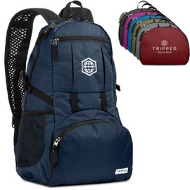 TRIPPED Travel Gear Traveling Backpack- Foldable collapsible lightweight backpack for travel (Blue) 35 liters