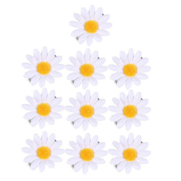 Beaupretty Pack of 20 Cute Daisy Hair Clips Sunflower Fresh Hair Clips Hair Pins for Women and Girls (White)