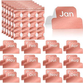 72 Pieces Adhesive Monthly Stickers Monthly Planner Index Tab Decorative Monthly Label Monthly Calendar Stickers for Office Study Planner Journal Notebook (Rose Gold)