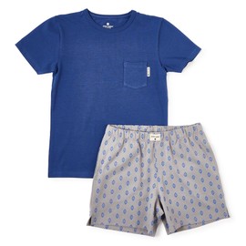 Little Label - Children's Pyjamas Boys Short - Shortama - Summer Pyjamas Sizes 86 to 152 - Organic Cotton, Blue Aztec