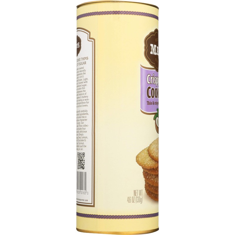 Mandys, Cookie Thins Crispy Coconut, 4.6 Ounce