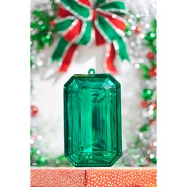8" Acrylic Rectangle Jewel Ornament: Emerald Green - Designer Farrisilk Decorative Jewel Holiday Ornament