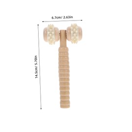 IWOWHERO Handheld Back Massager Stick Wooden Muscle Roller for Face Neck Shoulder and Back Natural Wood Massage Ball Set