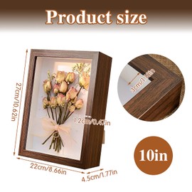 Shadow Box Frame, Box Frames for Crafts 3D Deep Wooden Photo Frame 22x27 CM Picture Frames Display Boxes for Anniversary Flowers Wedding Bouquet