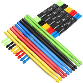 Youyole 20 Pairs 5A Drum Sticks Nylon Light Drumsticks Non Slip Exercise Tool for Kids Adults Musical Instrument Percussion Accessories (Colored)
