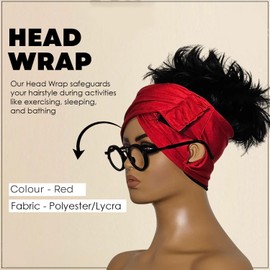 EARTWOEAR Head Wrap, Hair Scarf for Women, Head Scarf with Ear Slots, Headwear for bathing, Sports, Hair Coverings and Sleep (Red)