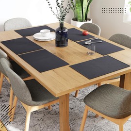 Encasa Homes Dining Placemats (Set of 6 pcs) Made from Fine Ribbed Cotton - Perfect Size 19 x 13 inch, Smart Modern Colours & Designs, Use at Home, Cafes, Restaurants & Hotels - Solid Grey