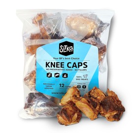Sitka Farms Premium Beef Knee Caps Smoked Dog Bones | Natural Long Lasting Dog Treats | Low Fat High Protein Dog Bones | Healthy Treats for Dogs Teeth | Natural Beef Chews - Meaty Bones (12 Count)