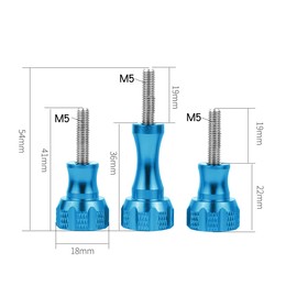 CS PRIORITY 1xLong 2xShort M5 Thumb Screw Aluminum Alloy Bolt Nut Screws for Action Camera (Blue Screws)