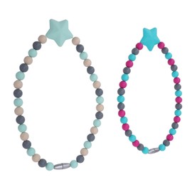 ZJchao Collar Sensorial de 2 Piezas, Collar de Silicona Flexible y para Niños, Accesorio de Mo para el Uso Diario, Proporciona Estimulación Visual, Mejora las Habilidades