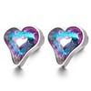 Pair Stainless Steel Womens Open Heart Stud Earrings with Green Violet Crystal, Screw Back(CA)