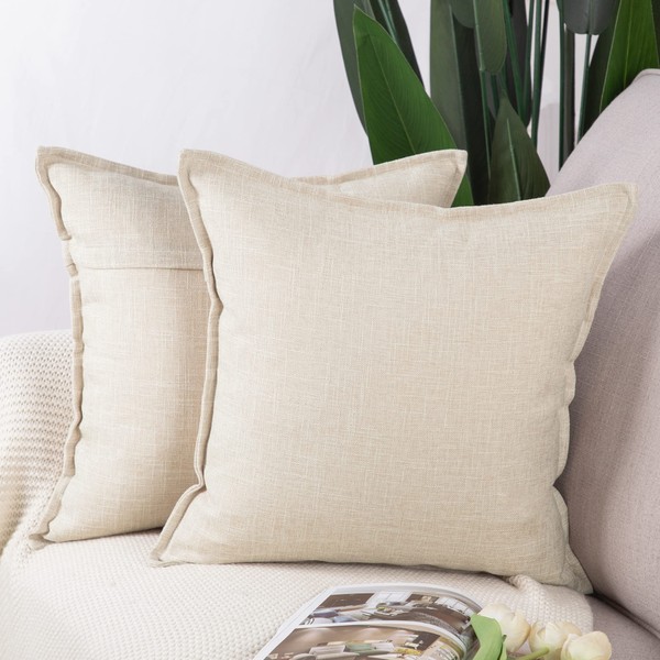Madizz Set of 2 Linen Cushion Covers 18x18 inch, 45x45