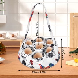 Tibapla Large Eggs Collecting Basket, Canvas Egg Bag with 7 Pouches for Fresh Eggs, Eggs Holder Bag with Handle for Chicken Coop Duck Chicken Goose Egg Collection and Transportation (B)