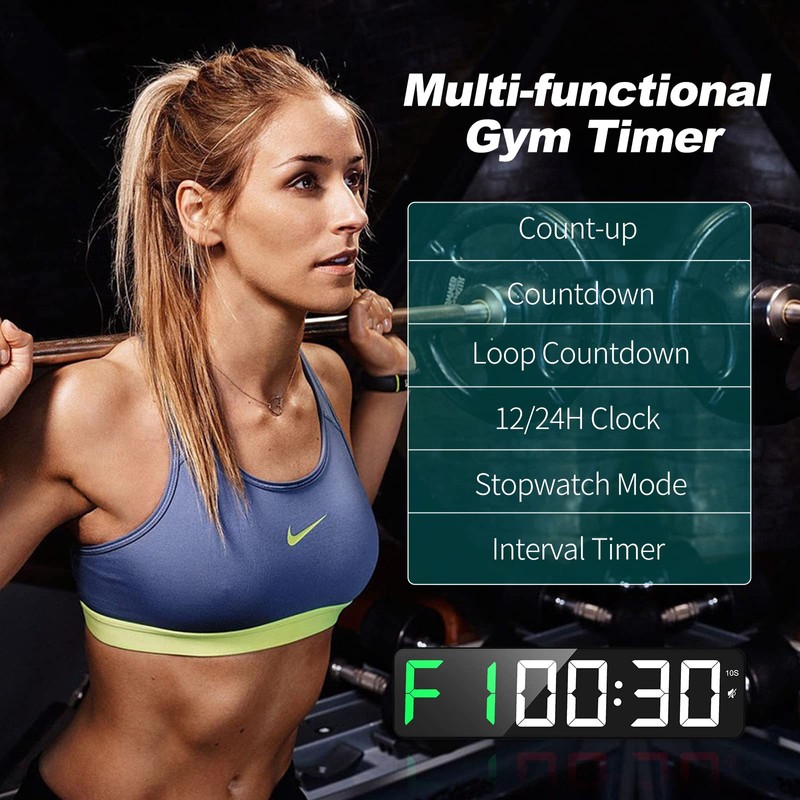 Gym Timer 15" Large LED Display Wall Clock | Interval