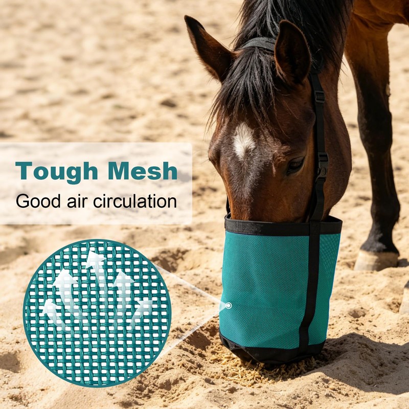 Horse Feed Bag for Grain, Breathable Muzzle Feed Bags for