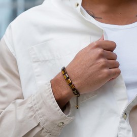 RTZN® Tigers Eye Bracelet for Men – Premium Artisan Handcrafted Golden Brown Bead Bracelets – Natural Stone Tiger Eye Spiritual Bracelets for Men – Beaded Bracelets for Men (Havana)