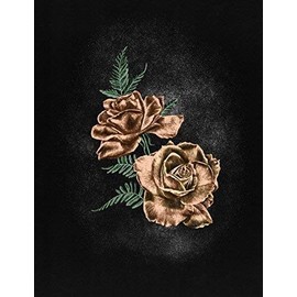Lithograph print roses a pen and ink on scratchboard drawing that is hand tinted in peach