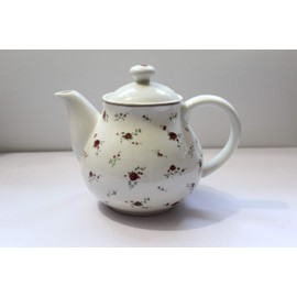 Lonovel Porcelain Teapots with Lids,Vintage Teapot Beautiful Rose Design,Floral Ceramic Tea Pot Large for Kitchen and Dinning,China Teapot for Afternoon Tea or Coffee,Home Decorative Good Gifts,Beige