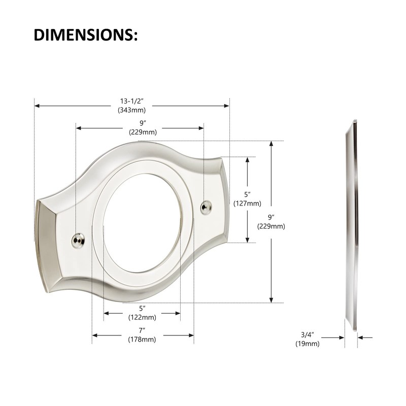 Renovation Shower Cover Plate for 2-Handle or 3-Handle to 1-Handle