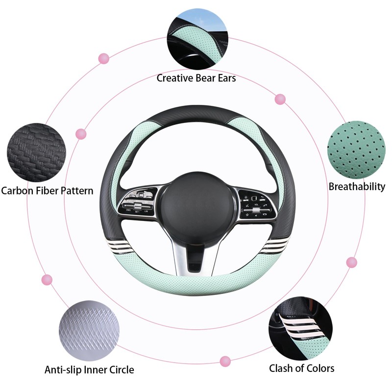 Binsheo Cute Steering Wheel Cover D Shape for Women Men