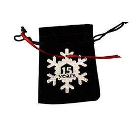 15 Years Cut Out Metal Snowflake Christmas Tree Hanging Decoration - 15th Wedding Anniversary