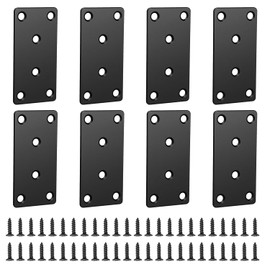 Flat Brackets for Wood Flat Mending Plate Straight Brace Flat Bracket Flat Metal Brackets for Wood Fixing Joining Plate with Screws for Tables Cabinets Bookshelves 8Pcs 1.57’’ x 3.14''
