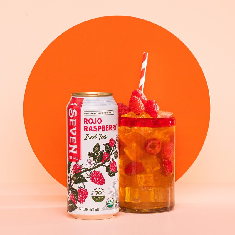 SevenTeas Red Raspberry Iced Tea, 16 OZ (Pack of 12