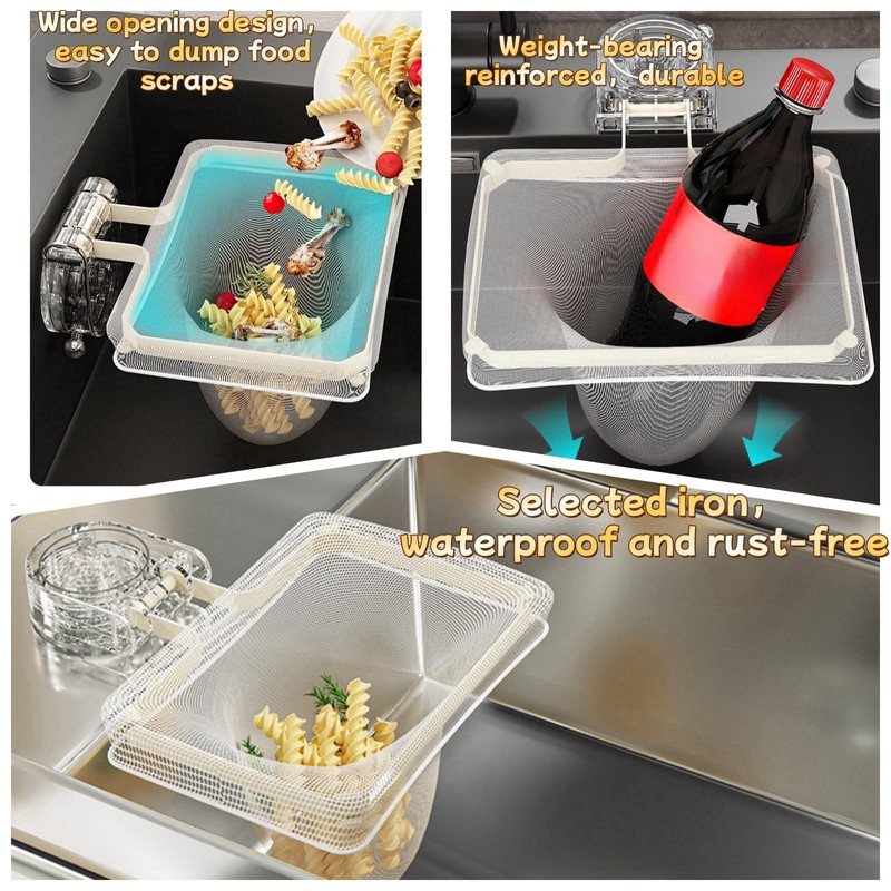 yikinb Movable Kitchen Sink Strainer, Large Opening Sink Strainer,Collapsible Rag