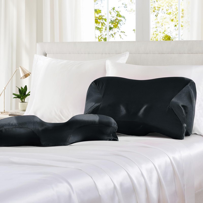 P Pothuiny 2 Pcs Satin Pillowcase for Cervical Pillow, Smooth