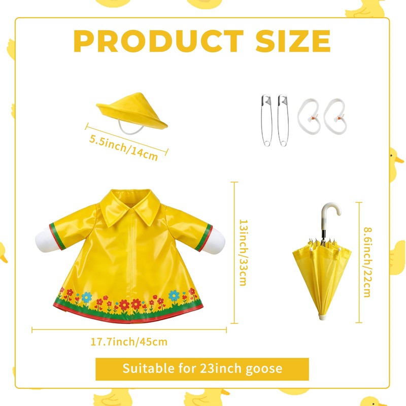 KOSMUSMO 3 Pcs Raincoat Porch Goose Outfits for 23 Inch