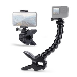 PULUZ Jaws Flex Clamp Mount, Action Camera Clamp Quick Release Base Neck Adjustable Sport Camera Accessories Bike/Motorcycle Clip Mount for GoPro Hero11/10/9/8/7Insta 360/DJI Action/Action Cam/etc