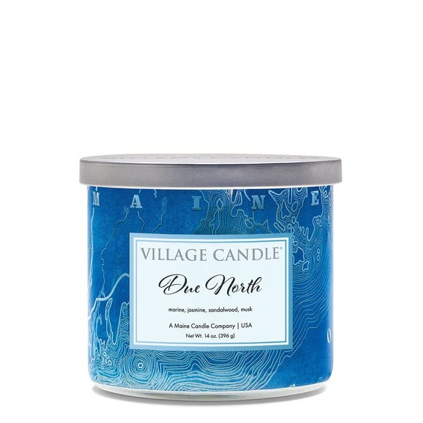 Village Candle Due North Luminary 3-Wick Glass Bowl, Scented Candle,