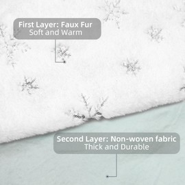 Faux Fur White Tree Skirt, 36 inches Christmas Tree Skirt for 5ft Xmas Tree Decorations and Ornaments, Christmas Tree Rug for Holiday Party Golden