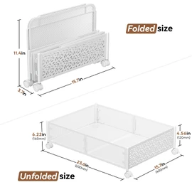 Under Bed Storage with Wheels,Patterned,Sturdy Metal,4 Pack,White | Tool-free assembly, glide smoothly, easy reach, foldable, maxmazie low-profile beds, dorm, keep seasonal clothes, shoes fresh