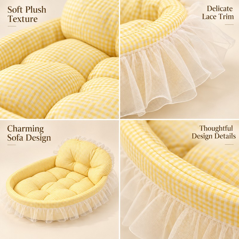 Soft Plush Cat & Small Dog Sofa Bed for Indoor