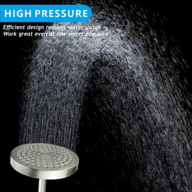 Nuodan High Pressure Rain Shower Head with Arm - High Flow Rainfall Showerhead - Luxury Modern Look - Pressure Boosting (6" Shower Head with 6" Arm, Brushed Nickel)