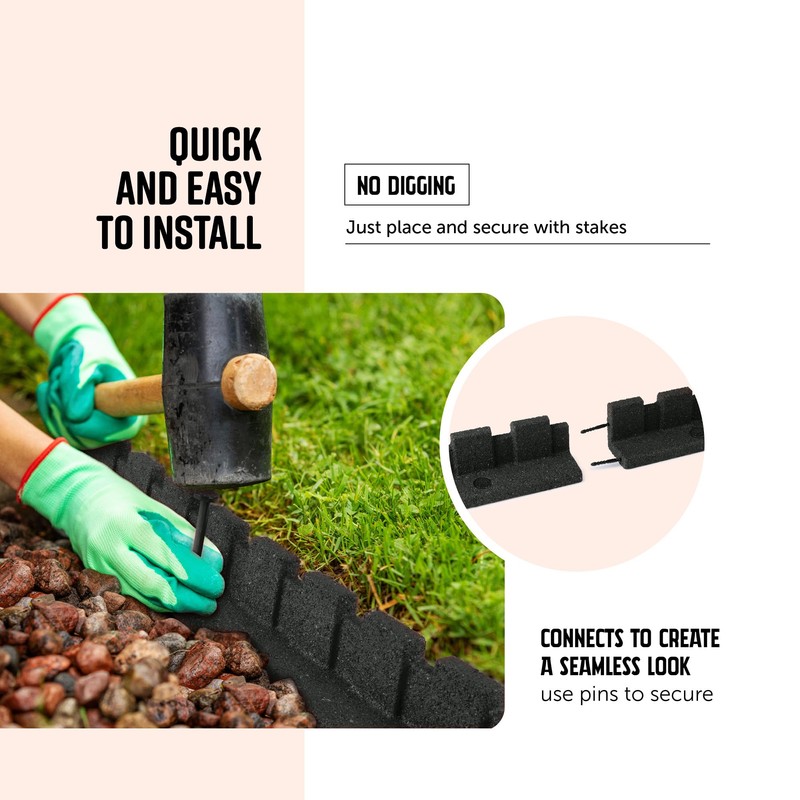 Playsafer L-Shaped Flexible Rubber Castle Edger for Lawns Landscaping and