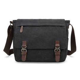 Sechunk Canvas Vintage Messenger Bag Shoulder bag Leather Cross body bag Large Travel Crossbody bags for men women 15inch Laptop