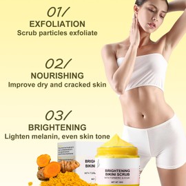 Turmeric & Kojic Body Scrub - Exfoliating Body Scrub - Exfoliator Remove Dead Skin Improve Dark Spots Acne, Natural Deep Cleansing - Exfoilating and Brightening Body Exfoliator for Bikini Area