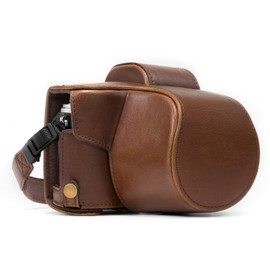 MegaGear MG368 Olympus OM-D E-M10 Mark II, E-M10 (14-42mm) Ever Ready Leather Camera Case and Strap - Dark Brown