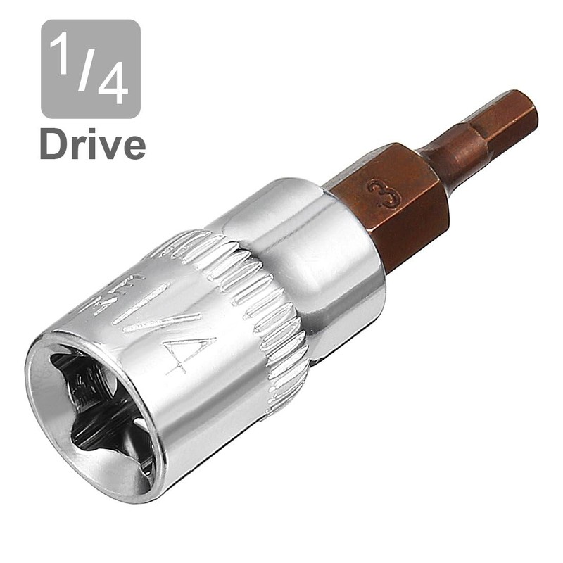 TOP-VIGOR 2Pcs Hex Bit Socket, 1/4" Drive x H3 (3mm)