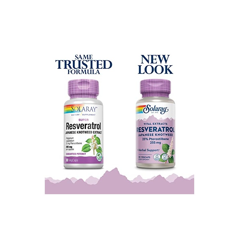 SOLARAY Super Resveratrol w/Pterostilbene, Veg Cap (Btl-Plastic) 250mg | 30ct