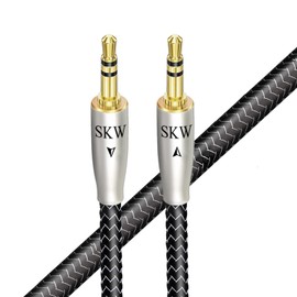 SKW High-end Aux Cable, Copper and Silver Strands 3.5 mm Jack Cable / Headphone Cable for Headphones, Mobile Phones, PC, Speakers, MP3 Players, 1.5 m