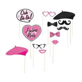 Fun Express - Paris Photo Stick Props for Birthday - Apparel Accessories - Costume Accessories - Costume Props - Birthday - 12 Pieces