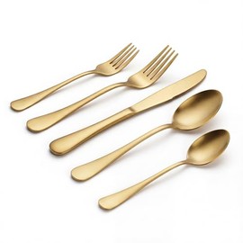 LIANYU Juego de cubiertos de acero inoxidable dorado mate de 20 piezas, juego de cubiertos dorados para 4, utensilios de cocina elegantes y vajilla pa