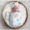 Terriboo Newborn Baby Swaddle and Headband Beanie Set Animal Print