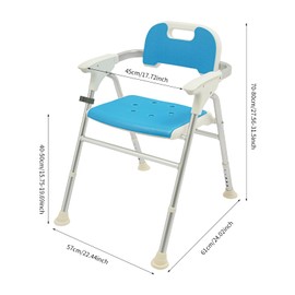 Shower Chair, 330Lbs Flatness Foldable Shower Chair Adjustable Height Aluminum Alloy Shower Chairs Heavy Duty Shower Seat Cleaning Chairs w/Showerhead Clip for Bedroom Bathroom (Blue, 24.02*22.44in)