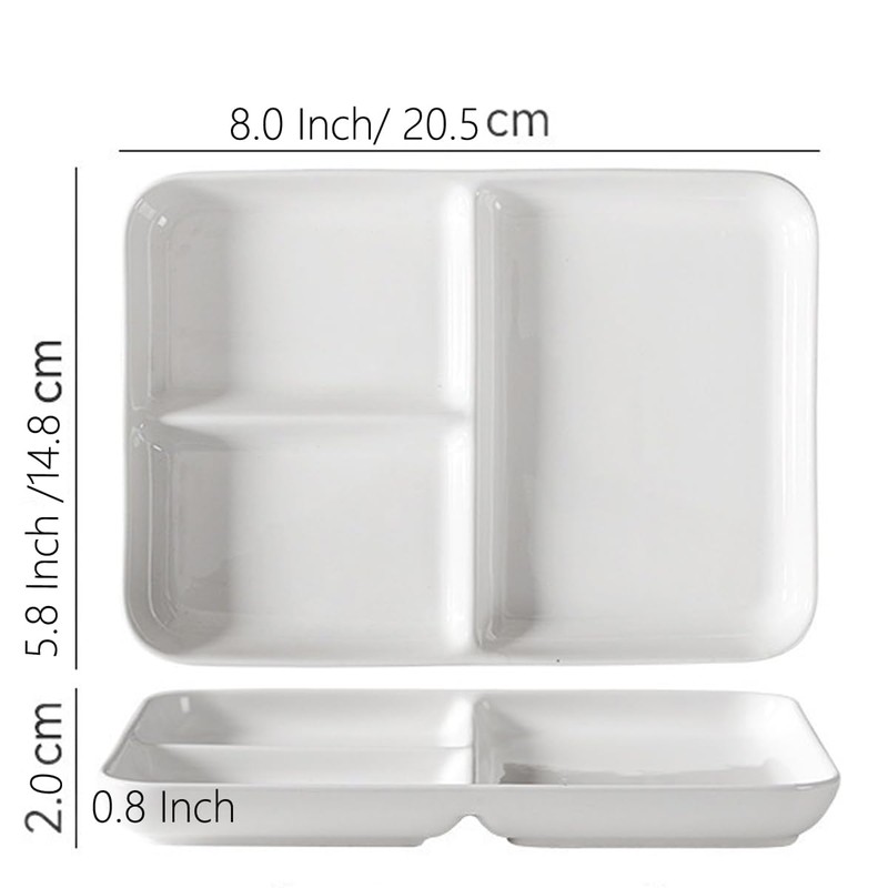 AIYoo White Porcelain Dinner Plates Portion Control Balanced Meal Building